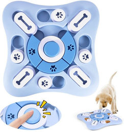 BlingBin Intelligenzspielzeug für Hunde und Katzen mit Quietschen und Futterautomat aus lebensmittelechtem Kunststoff in Blau – Bild 1 von 4