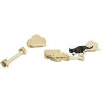 Produktbild von BlingBin Katzen-Kletterwand 5er Set mit Kratzstämmen aus Sisal und Plattformen in Beige zur Wandmontage