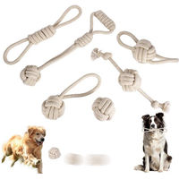 Produktbild von BlingBin Kauspielzeug Set aus Baumwolle und Hanf für Hunde und Welpen 6-teilig beige