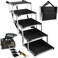 Produktbild von BlingBin Klappbare Hundetreppe aus Aluminium mit Hundeliftgeschirr für Auto und SUV 5 Stufen Schwarz