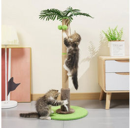 BlingBin Kratzsäule für Katzen aus Sisal mit Spielball 84 cm hoch – Bild 1 von 5