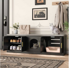 BlingBin Möbel-Toilette aus Holz als Katzenhaus und Sitzbank für Katzen – Bild 1 von 5