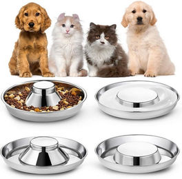 BlingBin Slow Feeder Napf Set aus Edelstahl für Hunde und Welpen 4er Set 25,3cm Silber – Bild 1 von 5