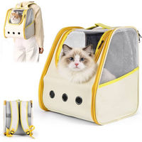 Produktbild von BlingBin Tiertransporttasche Rucksack für Katzen und kleine Hunde mit transparentem Top Opening aus Oxford-Gewebe 32x28x38cm