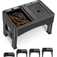 Produktbild von Blinkit 2-in-1 Haustier Napfset aus Kunststoff mit höhenverstellbarer Futter- und Wasserschale für Hunde und Katzen Schwarz