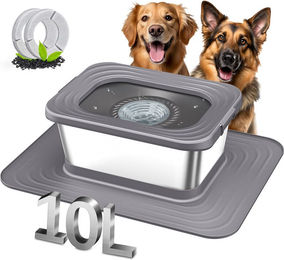 Blinkit Edelstahl Schwimmtrinkschale Wassernapf für Hunde und Katzen mit Anti-Rutsch-Matte Grau – Bild 1 von 1