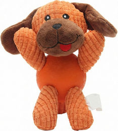 Blinkit Hunde Plüschspielzeug mit Quietscher aus Cordstoff und Naturkautschuk in Orange für alle Hunderassen – Bild 1 von 1
