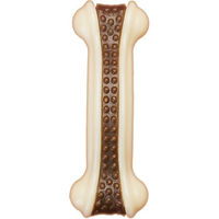 Produktbild von Blinkit Hundekauspielzeug Knochenform aus Rindshaut und Nylon zur Zahnhygiene 16x6x4 cm