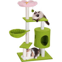 Produktbild von Blossom & Bliss Kratzbaum für Katzen in Rosa mit Blumen-Design, 100 cm hoch, mit Kratzpfosten aus Sisal und Katzenapartment