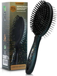 BluePet 2in1 Hundebürste für Hunde und Katzen mit Edelstahlborsten zum Glätten und Entwirren Schwarz M-L – Bild 1 von 5