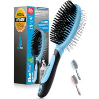 Produktbild von BluePet 2in1 Hundebürste für Langhaar und Kurzhaar aus Edelstahl in Blau für alle Tierarten und Altersstufen