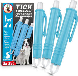 BluePet 3er Set Zeckenpinzette mit automatischer Zeckenzange und Zeckenhaken für alle Größen – Bild 1 von 4
