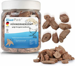 BluePet Gefriergetrocknete Hühnerherzen Hundesnack Monoprotein ohne Konservierungsstoffe 60g – Bild 1 von 4