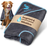 Produktbild von BluePet Hundehandtuch aus Mikrofaser in Blau oder Grau 100x60cm
