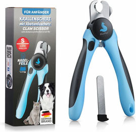 BluePet Krallenschere aus Edelstahl Größe S mit Schutz für kleine Hunde und Katzen in Blau – Bild 1 von 4