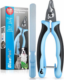 BluePet Krallenschere ergonomisch für Hunde, Katzen und Kleintiere inklusive Krallenfeile in Blau – Bild 1 von 4