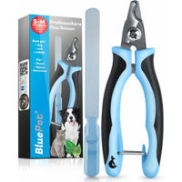 Produktbild von BluePet Krallenschere ergonomisch für Hunde, Katzen und Kleintiere inklusive Krallenfeile in Blau