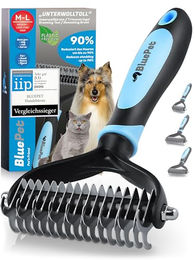 BluePet Unterwollkamm für Hunde und Katzen mit langem Fell aus ABS in Blau – Bild 1 von 6