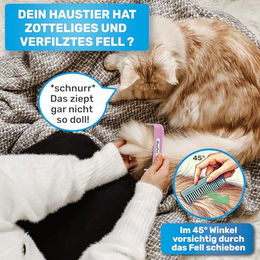 BluePet Zauberkamm mit rotierenden und nachgebenden Edelstahlzinken für Hunde und Katzen mit langem Fell - 1 Stk. – Bild 1 von 5