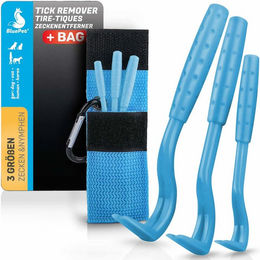 BluePet Zeckenentferner 3er Set mit Tasche aus Kunststoff in Blau für Mensch und Tier – Bild 1 von 3