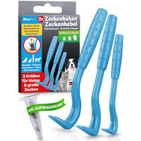 Produktbild von BluePet Zeckenhaken 3er Set zur Zeckenentfernung für Hund, Katze, Pferd und Mensch