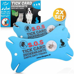 BluePet Zeckenkarte mit Lupe 2er Set Zeckenentferner Zeckenhaken für Hund und Katze – Bild 1 von 4