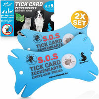 Produktbild von BluePet Zeckenkarte mit Lupe 2er Set Zeckenentferner Zeckenhaken für Hund und Katze