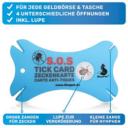 BluePet Zeckenkarte mit Lupe im Scheckkartenformat als Zeckenentferner für Hund, Katze und Mensch - 1 Stk. – Bild 1 von 6