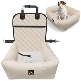 BLUZELLE 2-in-1 Hunde Autositz und Hundebett für kleine und mittlere Hunde, Beige, wasserabweisend aus Oxford-Gewebe – Bild 1 von 12