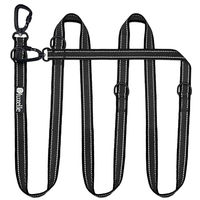 Produktbild von Bluzelle Doppelleine aus Nylon für Hunde 3m Schwarz mit reflektierenden Elementen und Aluminium Karabinern