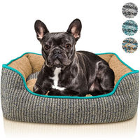 Produktbild von Bluzelle Hundebett aus Plüsch und Kunstleinen in Blau Grösse M für erwachsene Hunde