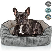 Produktbild von Bluzelle Hundebett aus Plüsch und Kunstleinen in Grau Größe M für erwachsene Hunde