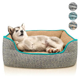 Bluzelle Hundebett und Katzenbett aus Plüsch für kleine Hunde und Katzen, Größe S, Blau – Bild 1 von 5