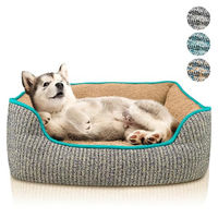 Produktbild von Bluzelle Hundebett und Katzenbett aus Plüsch für kleine Hunde und Katzen, Größe S, Blau