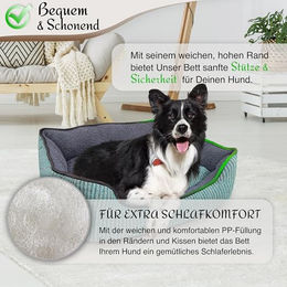 bluzelle Hundebett und Katzenbett aus Plüsch für kleine Hunde und Katzen, Größe S, Grün – Bild 1 von 4