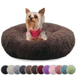 bluzelle Hundebett und Katzenkissen Donut Form aus Plüsch XS Braun - 50 cm – Bild 1 von 12