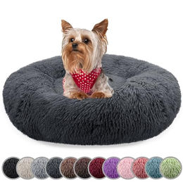 Bluzelle Hundebett und Katzenkissen Donut Form aus Plüsch XS Dunkel-Grau - 50 cm – Bild 1 von 11