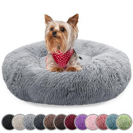 Bluzelle Hundebett und Katzenkissen Donut Form aus Plüsch XS Hellgrau - 50 cm – Bild 1 von 11