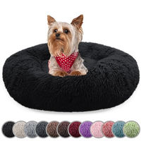 Produktbild von Bluzelle Hundebett und Katzenkissen Donut Form aus Plüsch XS Schwarz - 50 cm
