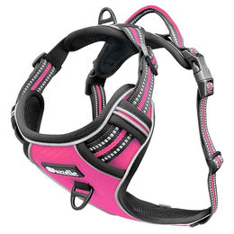 Bluzelle Hundegeschirr für große Hunde Reflektierendes Anti-Zug Hundeweste mit Griff und Tasche für GPS Tracker XL Pink – Bild 1 von 10