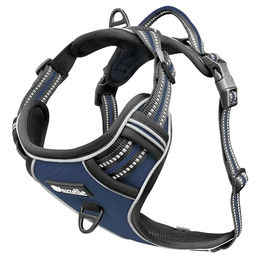 Bluzelle Hundegeschirr für kleine Hunde Reflektierendes Brustgeschirr mit Griff und Tasche für GPS Tracker in Blau Größe S – Bild 1 von 7