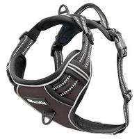 Produktbild von Bluzelle Hundegeschirr für kleine Hunde XS Braun Reflektierendes Sicherheitsgeschirr mit Griff und Tasche für GPS Tracker Anti-Zug Hundeweste