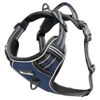 Produktbild von Bluzelle Hundegeschirr für mittelgroße Hunde mit Griff, Tasche für GPS Tracker und Reflektoren in Blau, Größe M