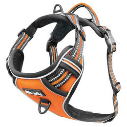 Bluzelle Hundegeschirr für mittelgroße Hunde Reflektierende Hundeweste mit Griff und Tasche für GPS Tracker Orange Größe M – Bild 1 von 10