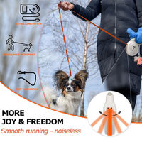 Produktbild von Bluzelle Rollleine für Hunde bis 50 kg aus Nylon mit reflektierendem Gurt in Orange und Weiß - 8 m
