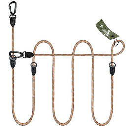 Bluzelle Verstellbare Hundeleine als Doppelleine für 2 Hunde, 3m Paracord Leine mit reflektierenden Elementen und Aluminium-Sicherheitskarabiner, Braun - 3 m – Bild 1 von 7
