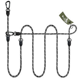 Bluzelle Verstellbare Hundeleine als Doppelleine für 2 Hunde aus reflektierendem Paracord mit Aluminium-Karabinern Schwarz 3m - 3 m – Bild 1 von 12