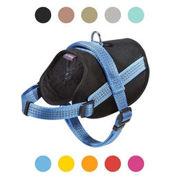 Produktbild von Bobby Easy Safe Hundegeschirr aus Nylon mit Etikett und Reflektoren Schwarz 48–66 x 2 cm