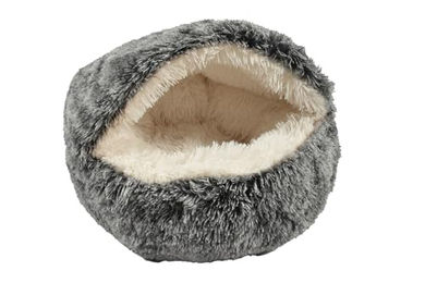 Bobby Poilu Katzenbett und Hundekissen aus Plüsch Schwarz Weiß Grau 50 x 35 x 20 cm – Bild 1 von 3