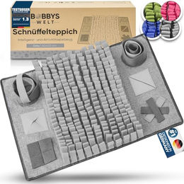BOBBYS WELT Schnüffelteppich Intelligenzspielzeug für Hunde und Katzen aus Oxford-Gewebe Grau – Bild 1 von 6